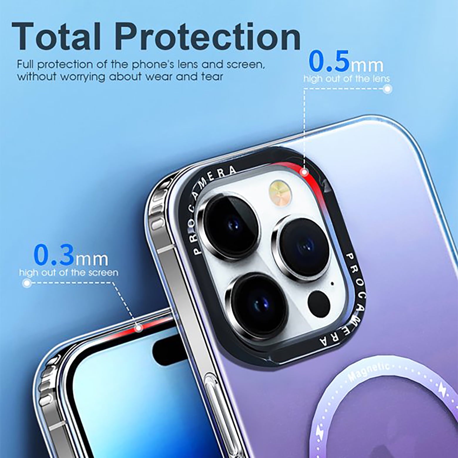 PhoneBits Ultra-Protective Twin-Color Gradient MagSafe Case for iPhone with Chromed Camera Edge, Shockproof iPhone Case Compatible with MagSafe Chargers, Magnetic Wireless Charging Mobile Phone Back Case Cover