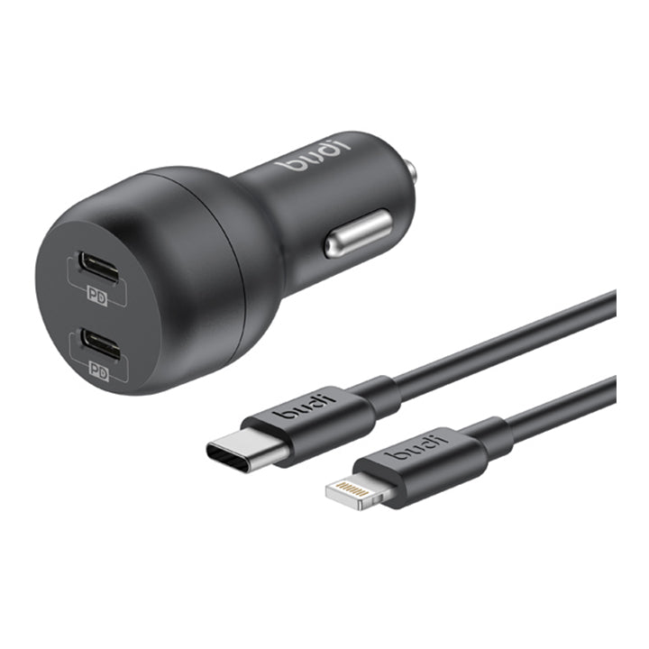 Dual PD Type C Port Car Charger, Dual PD Type C Port Car Charger with Lightning/USB C Connector