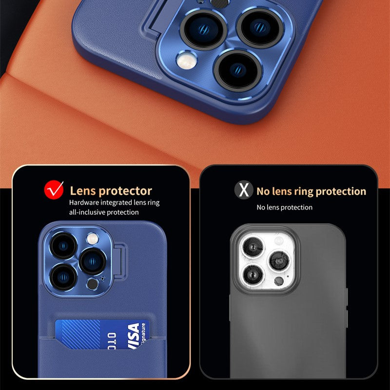 PhoneBits Ultra Protective Leather Wallet Case for iPhone with Card Holder & Kickstand Camera Lens Protector, Shockproof iPhone Case, Mobile Phone Wallet Back Case Cover Compatible with iPhone