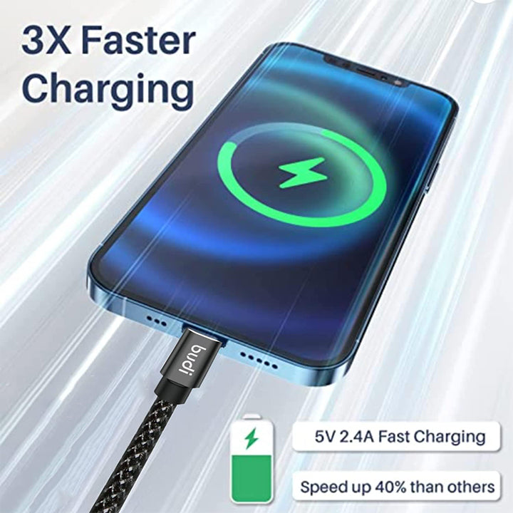 Budi USB C to Lightning Charger Cable, PD Type C to Lightning Braided Cable, Fast Phone Charging & Data Cable, USB C to iPhone Charging Adapter Cable, USB C to Lightning Charger Cord & Data Sync Cable for iPhone