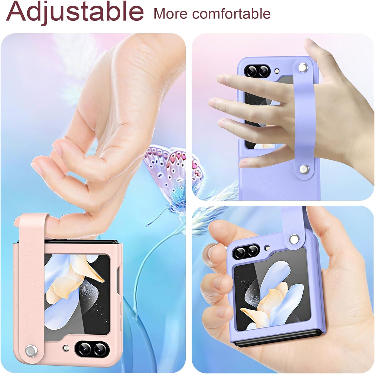 Hard PC Back Cover with Kickstand Strap, Protective Phone Case for Samsung