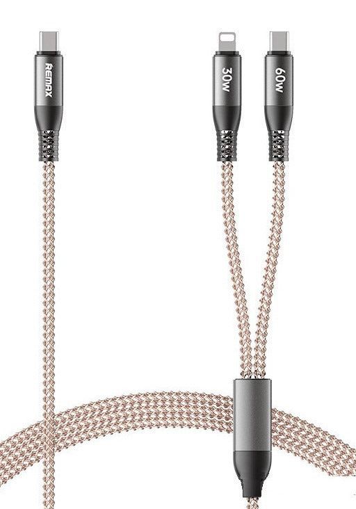 2 in 1 lightening type C 65W cable