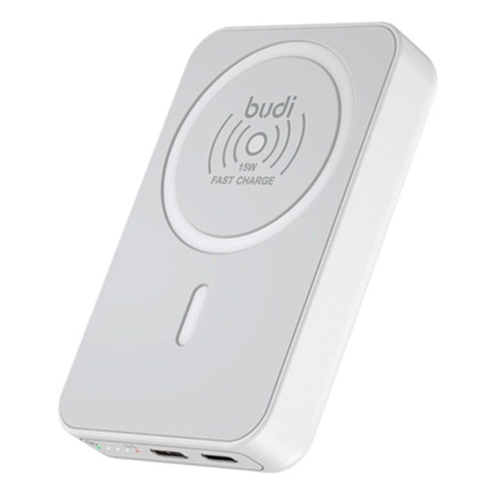 Budi Portable Power Bank 10000mAh, Portable Charger Wireless Power Bank with Dual USB Ports Lighting/Type-C, MagSafe Power Bank with Power indicator Light, PD Fast Charging Magnetic Power Bank for iPhone/Smartphone