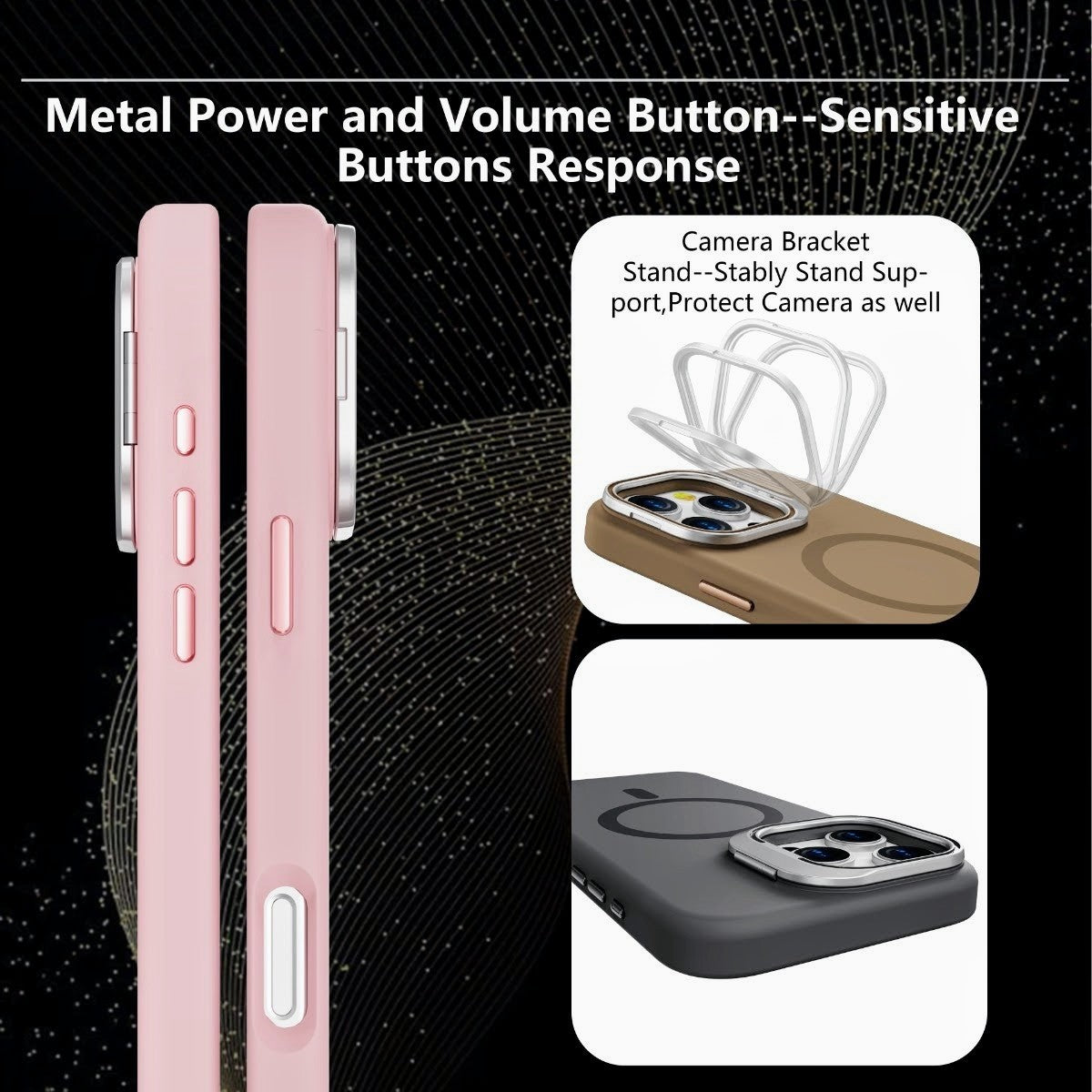 Matte Finish Premium Quality MagSafe Phone Case for iPhone & Samsung with Camera Stand