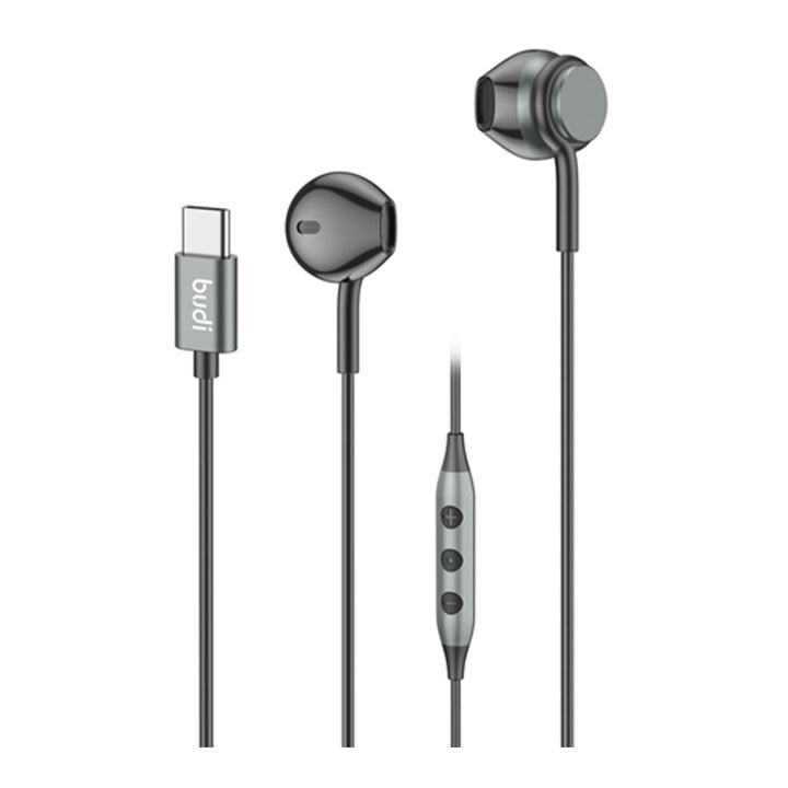 Budi Wired Earphones with Mic, USB C Earphones, High Bass Wired Handsfree, Noise Isolating Earphones