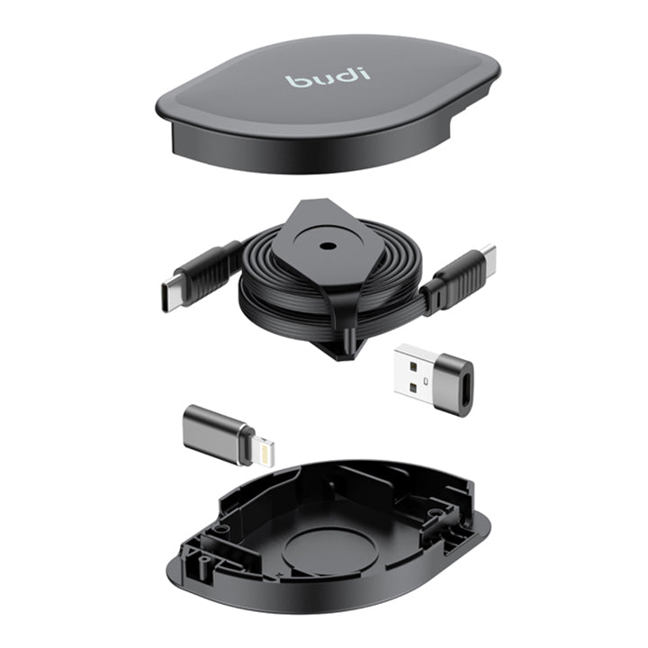 Budi 4 In 1 Charging Retractable Cable, USB C to USB C Retractable Data Cable & Charger Cord with Lightning/ USB A Adapters, PD Fast Charging Type C to Type C Charger Cable, USB C Charger Cable Adapter, Phone Type C to USB C Charging Sync Cable