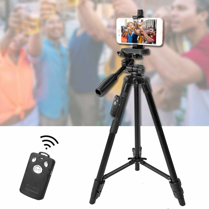 PhoneBits Bluetooth Selfie Tripod, Phone Tripod & Selfie Stick, Extendable Cell Phone Tripod Stand with Wireless Remote and Phone Holder