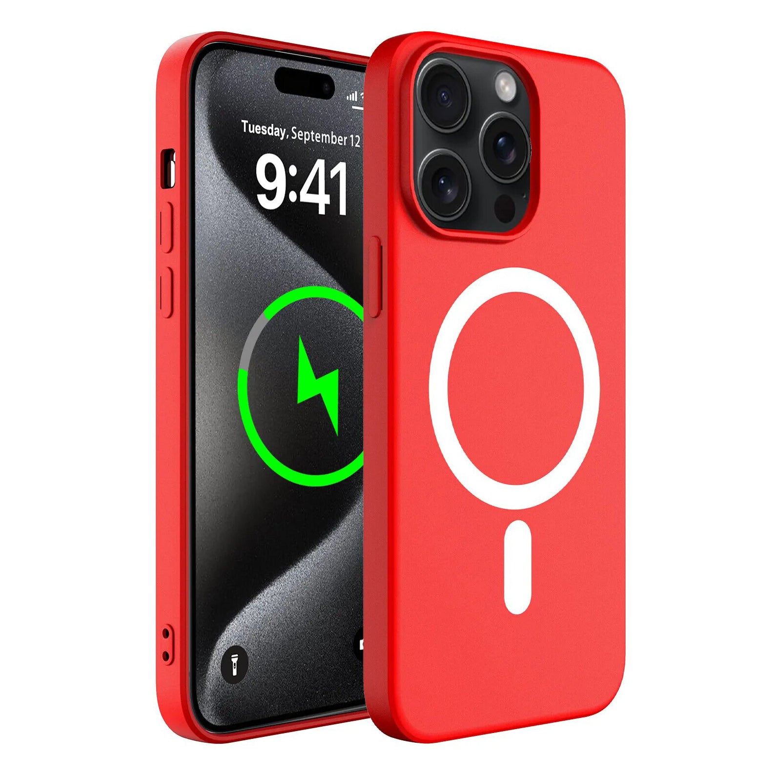 PhoneBits Slim Silicone Magnetic iPhone Case, Soft MagSafe Case for iPhone, Phone Case Compatible with MagSafe Chargers, Shockproof Wireless Charging Mobile Back Case Cover