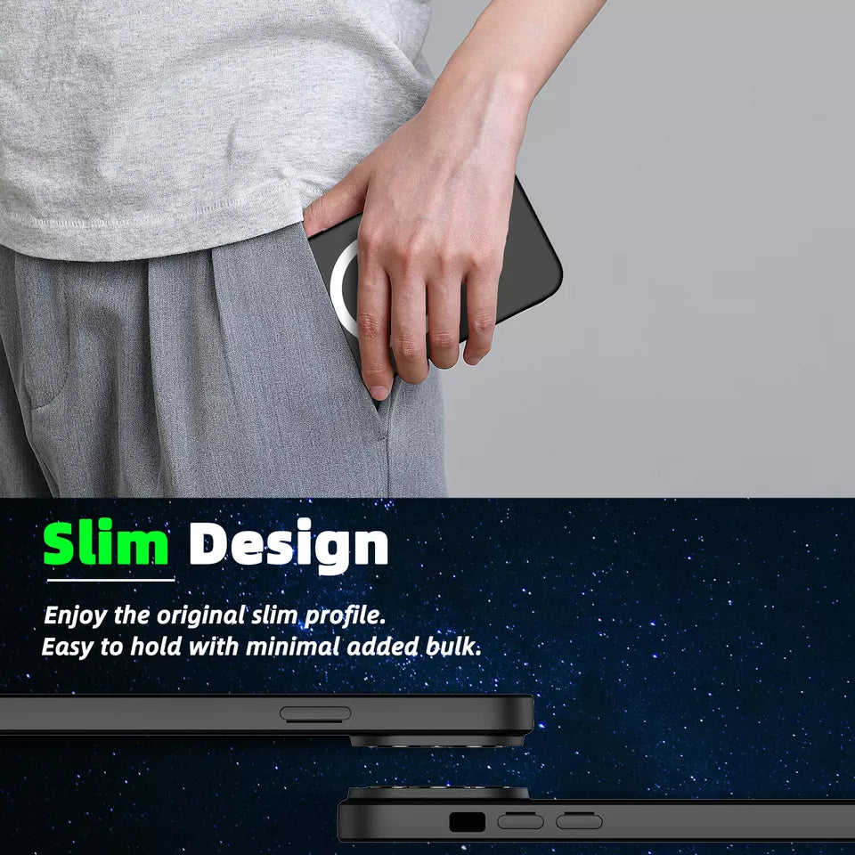 PhoneBits Slim Silicone Magnetic iPhone Case, Soft MagSafe Case for iPhone, Phone Case Compatible with MagSafe Chargers, Shockproof Wireless Charging Mobile Back Case Cover