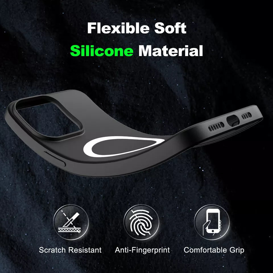 PhoneBits Slim Silicone Magnetic iPhone Case, Soft MagSafe Case for iPhone, Phone Case Compatible with MagSafe Chargers, Shockproof Wireless Charging Mobile Back Case Cover