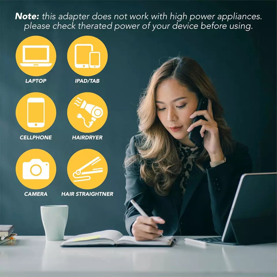 PhoneBits 3 PIN to 2 Pin Travel Adaptor, UK to EU Travel Converter, Travel Adaptor