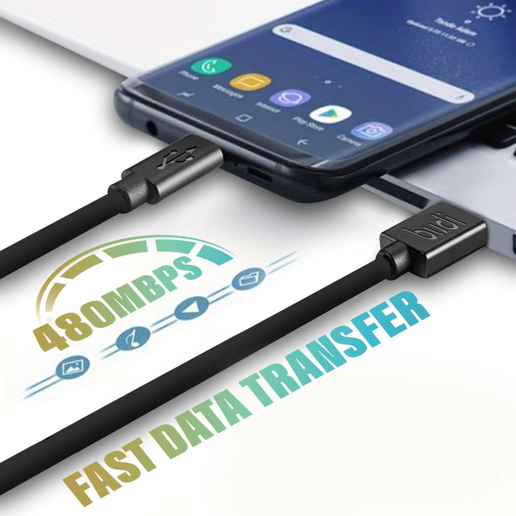Budi USB to Micro USB Charging Cable, Fast USB A to Micro Phone Charging & Data Cable, USB to Micro Charging Adapter Cable, Fast USB to Micro USB Charger Cord & Data Sync Cable