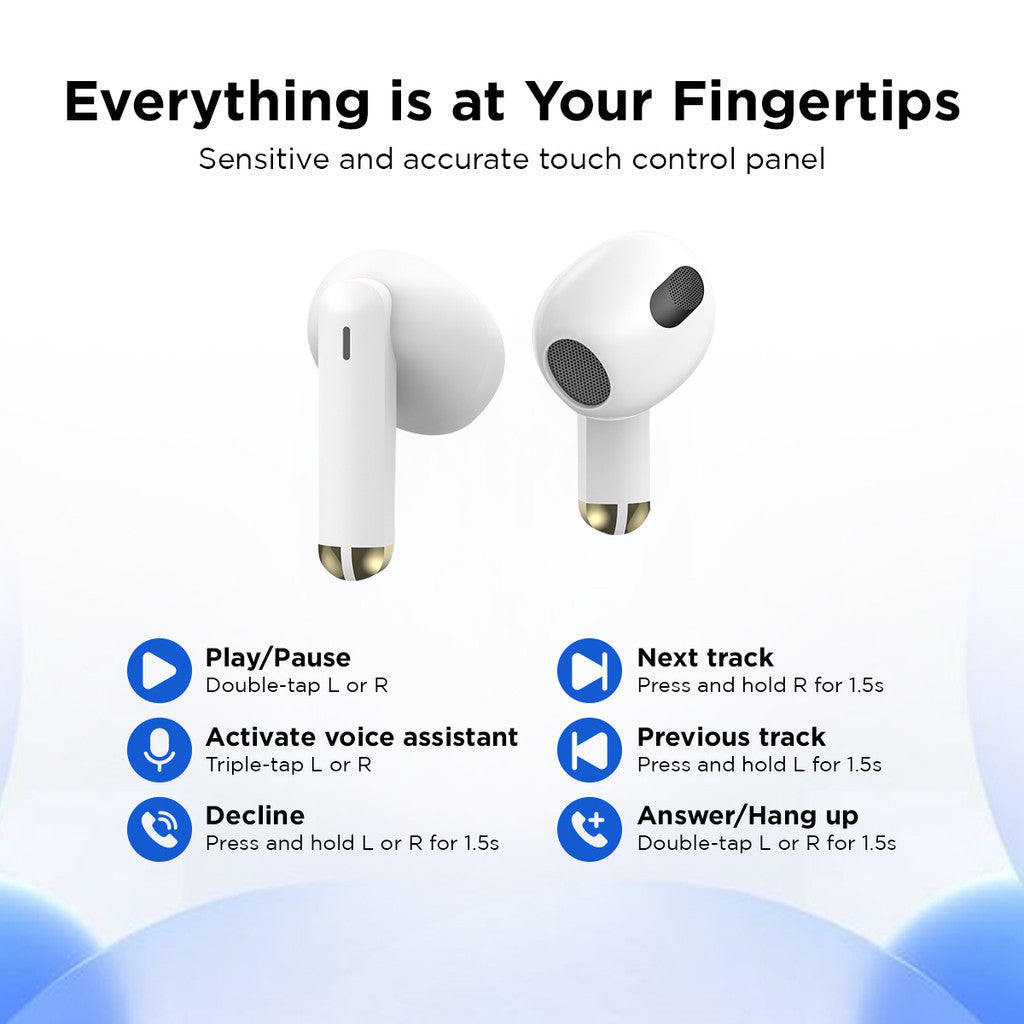Budi Wireless Earbuds, Bluetooth 5.3 Headphones In Ear with Noise Cancelling Mic, Ear Buds Deep Bass, Earphones Light Weight, Bluetooth Earbuds IP7 Waterproof, Portable Design. Premium Wireless earpieces