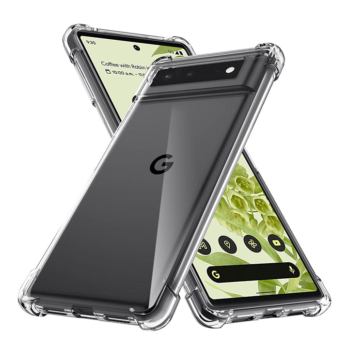 PhoneBits Slim Crystal Clear Case for Google Pixel, Armor Shockproof Google Pixel Case Compatible with Wireless Chargers, Transparent Magnetic Mobile Phone Case, Back Clear Case Cover