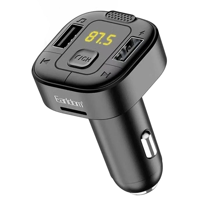 Earldom FM Car Transmitter with Bluetooth, FM Bluetooth Transmitter with Micro SD Car Fast Charger