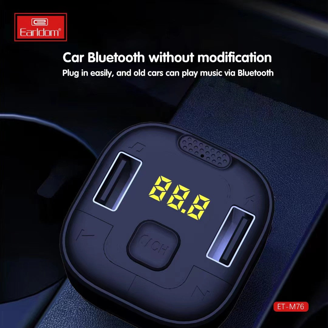 Earldom FM Car Transmitter with Bluetooth, FM Bluetooth Transmitter with Micro SD Car Fast Charger