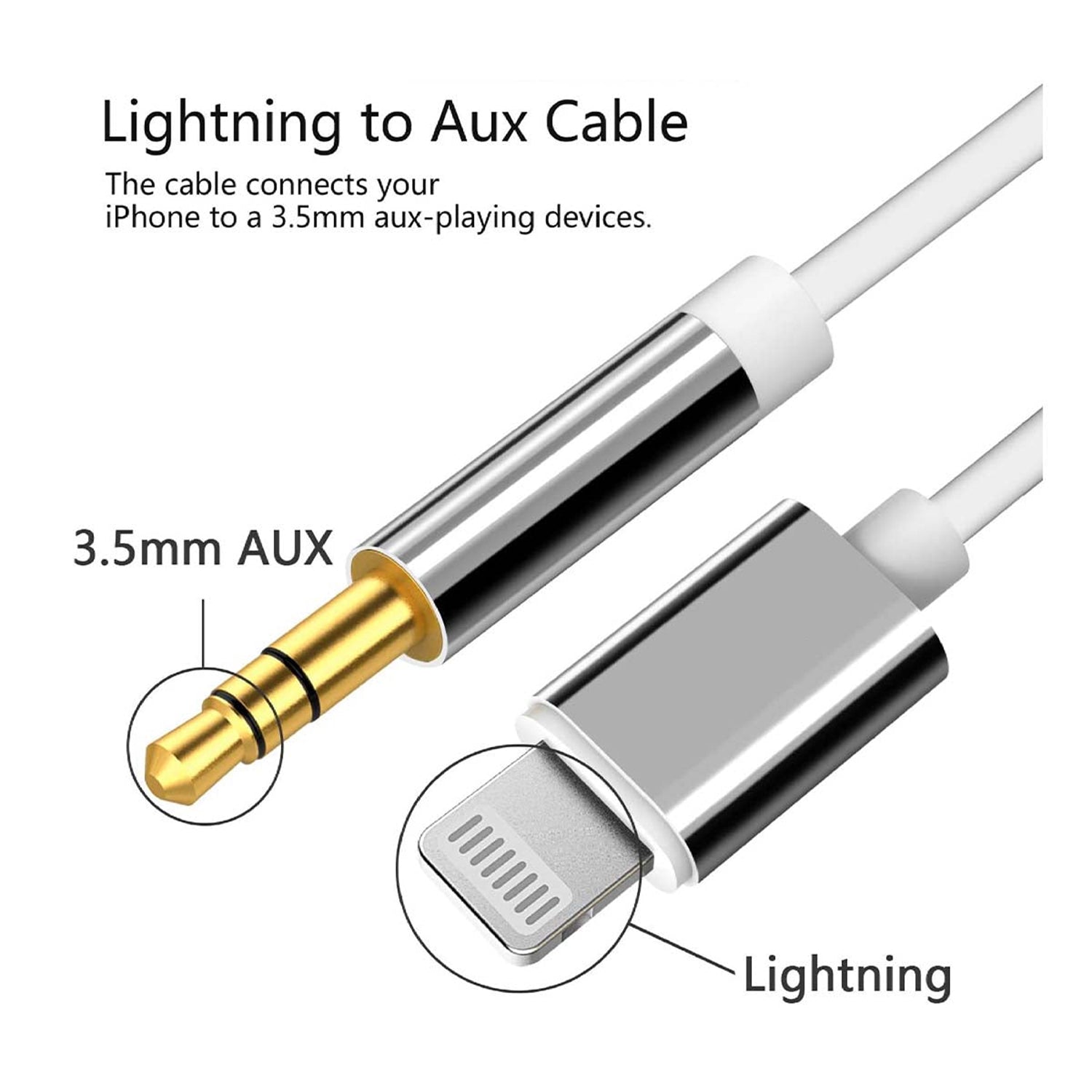 Aux Cord for iPhone, Lightning to 3.5mm Audio Extension Cable