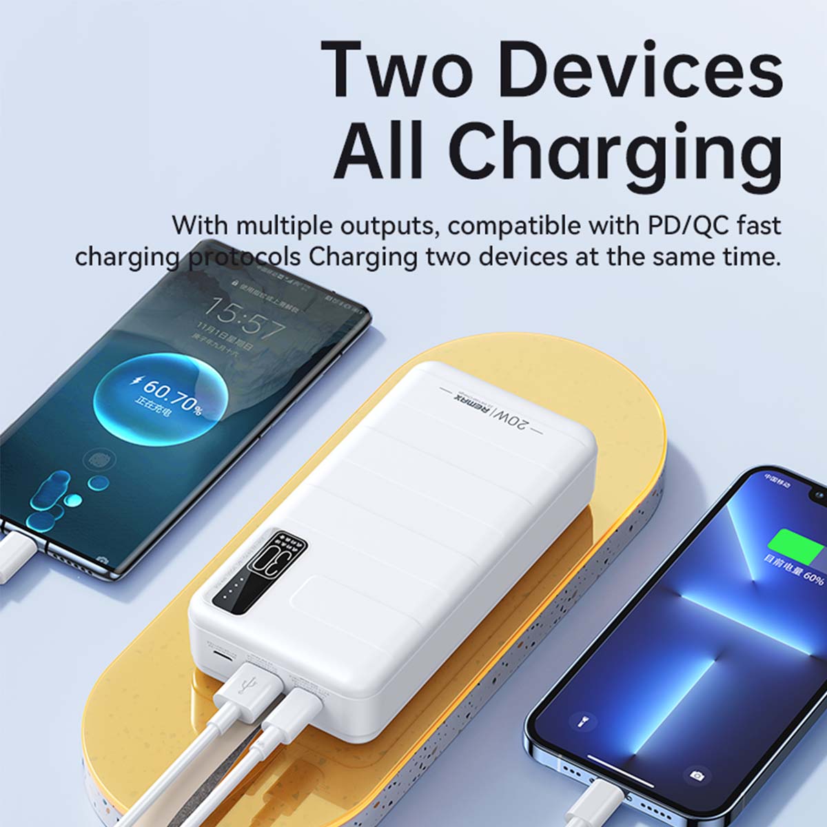 Portable Charger, LED Display 50000mAh Power Bank, 4 Outputs External Battery Pack