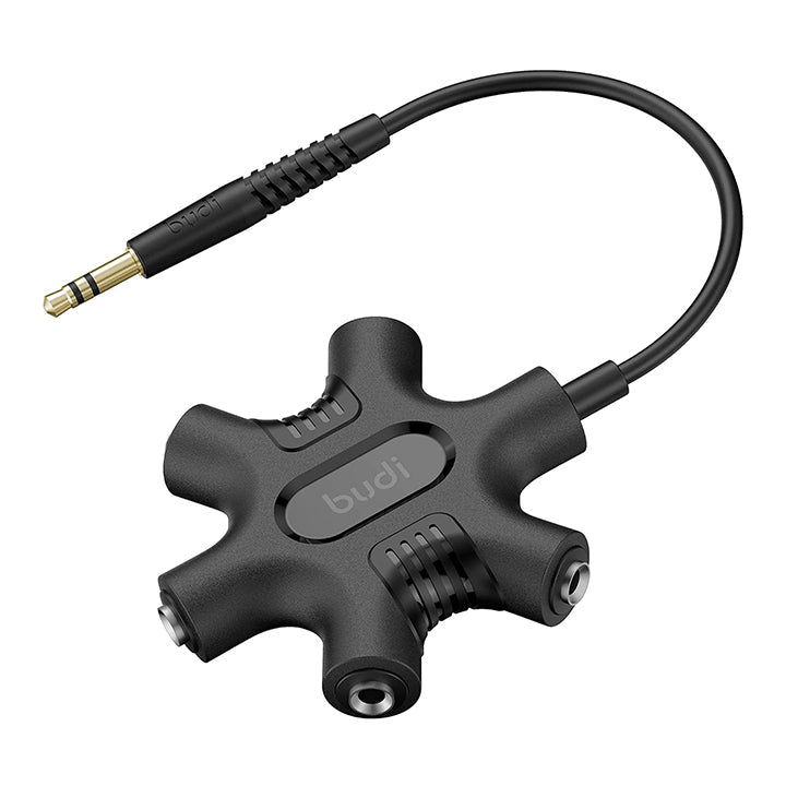 Budi Rockstar Connector & Aux to Aux Cable for Mobile Phone, Fast Charging 3.5mm to 3.5mm Aux Cable & 5 Multi Aux Ports Splitter, Aux Audio Cable with 5 Aux Ports Adapter, Male to Male 3.5mm Audio Jack, Aux Cord for Speakers, Smartphone, Headphones & More