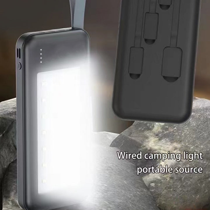 10000mAh Power Bank with 3 Built in Cables & LED Light, 4 In 1 Fast Charging Power Bank