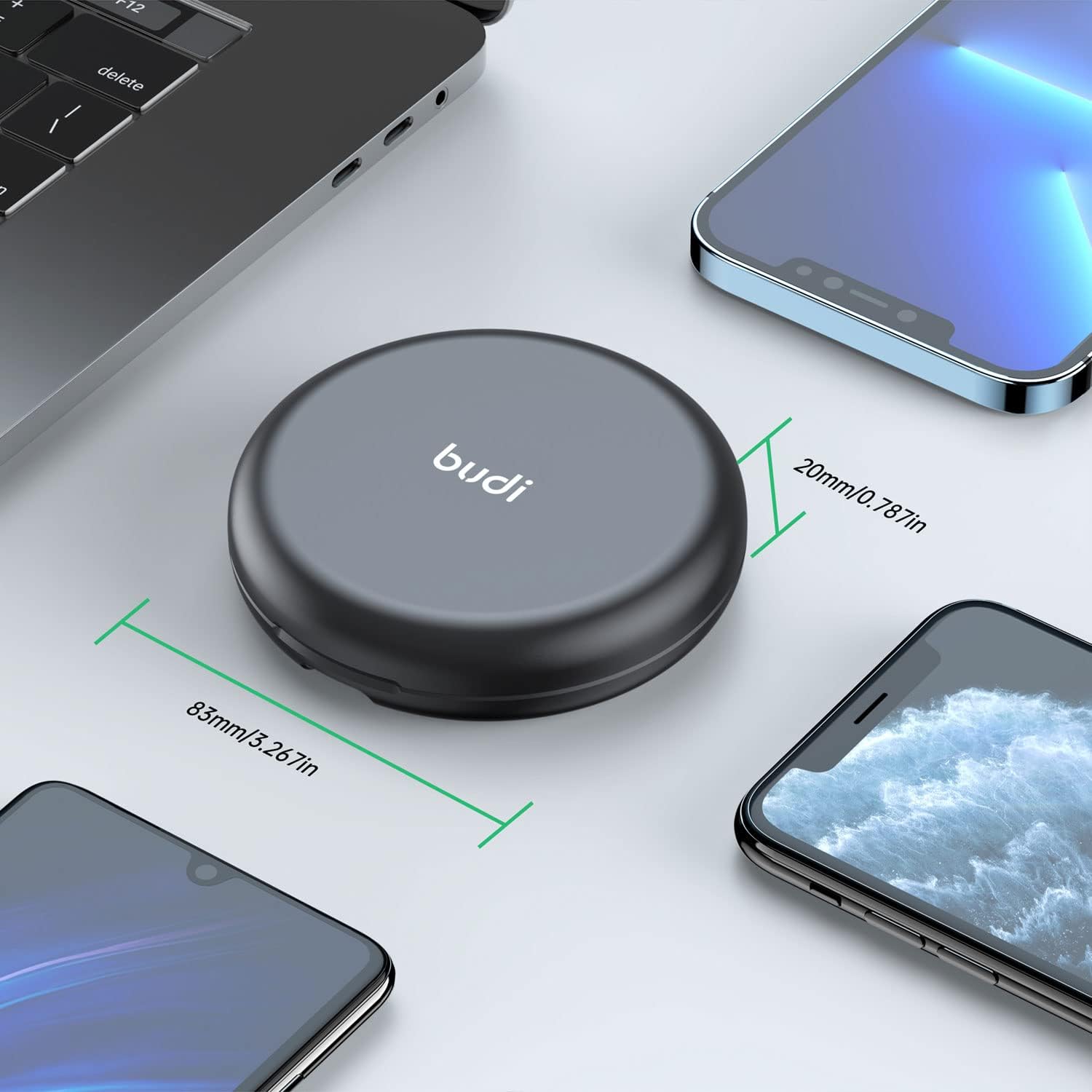 Budi 12 in 1 Multi Functional Box with 15W Wireless Charger, Foldable Charge Station Multiple Devices