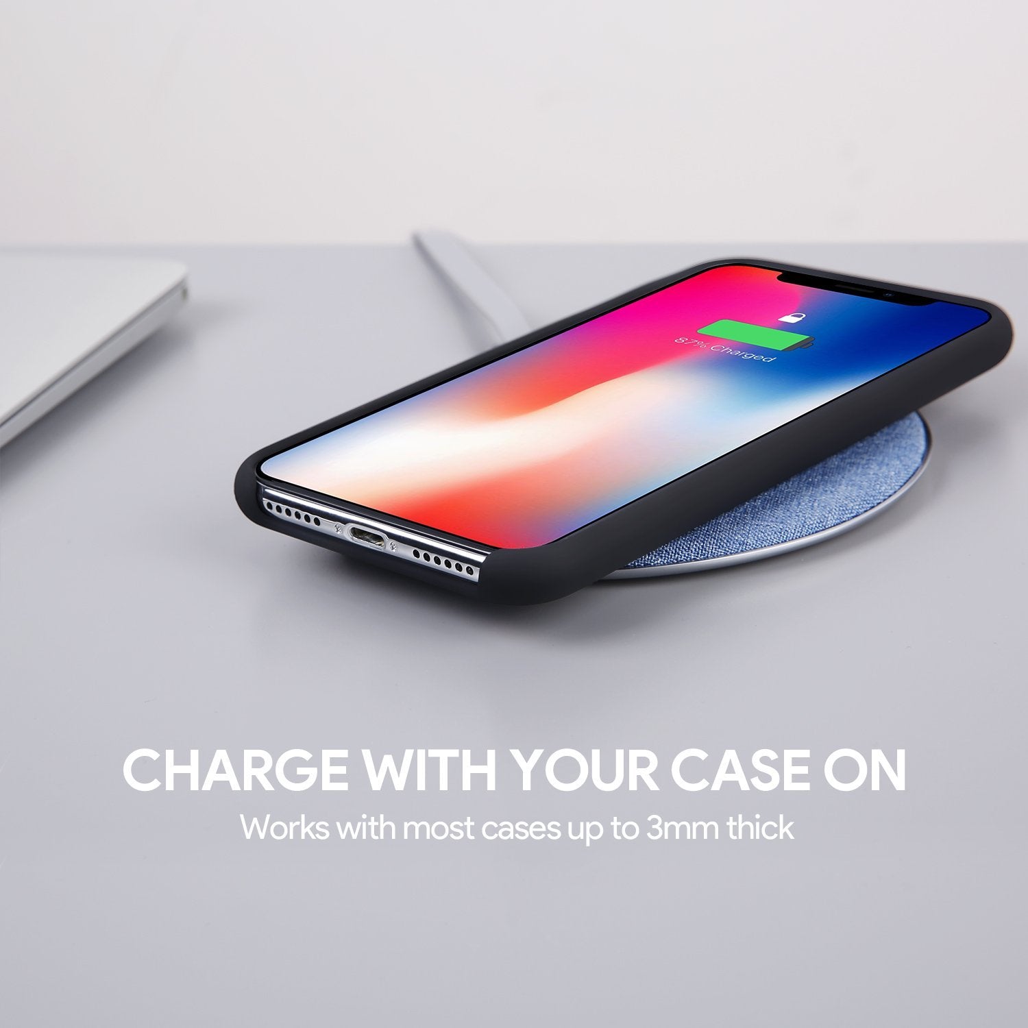 PhoneBits Wireless Charging Pad, Wireless Charger Android 15W, Wireless Charger Pad Leather