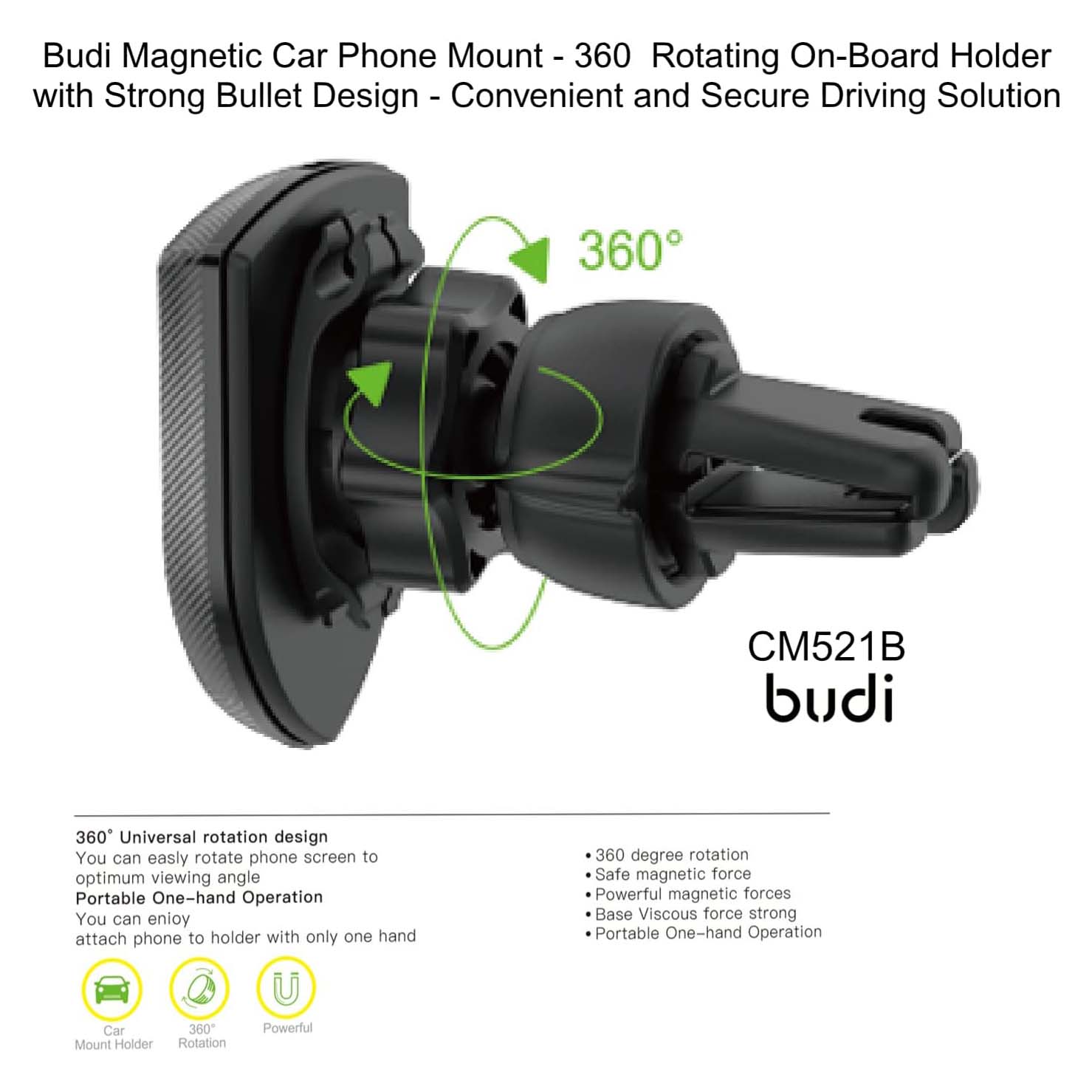 Budi Car Vent Magnetic Phone Holder, Car Phone Holder Vent, Car Mount Holder
