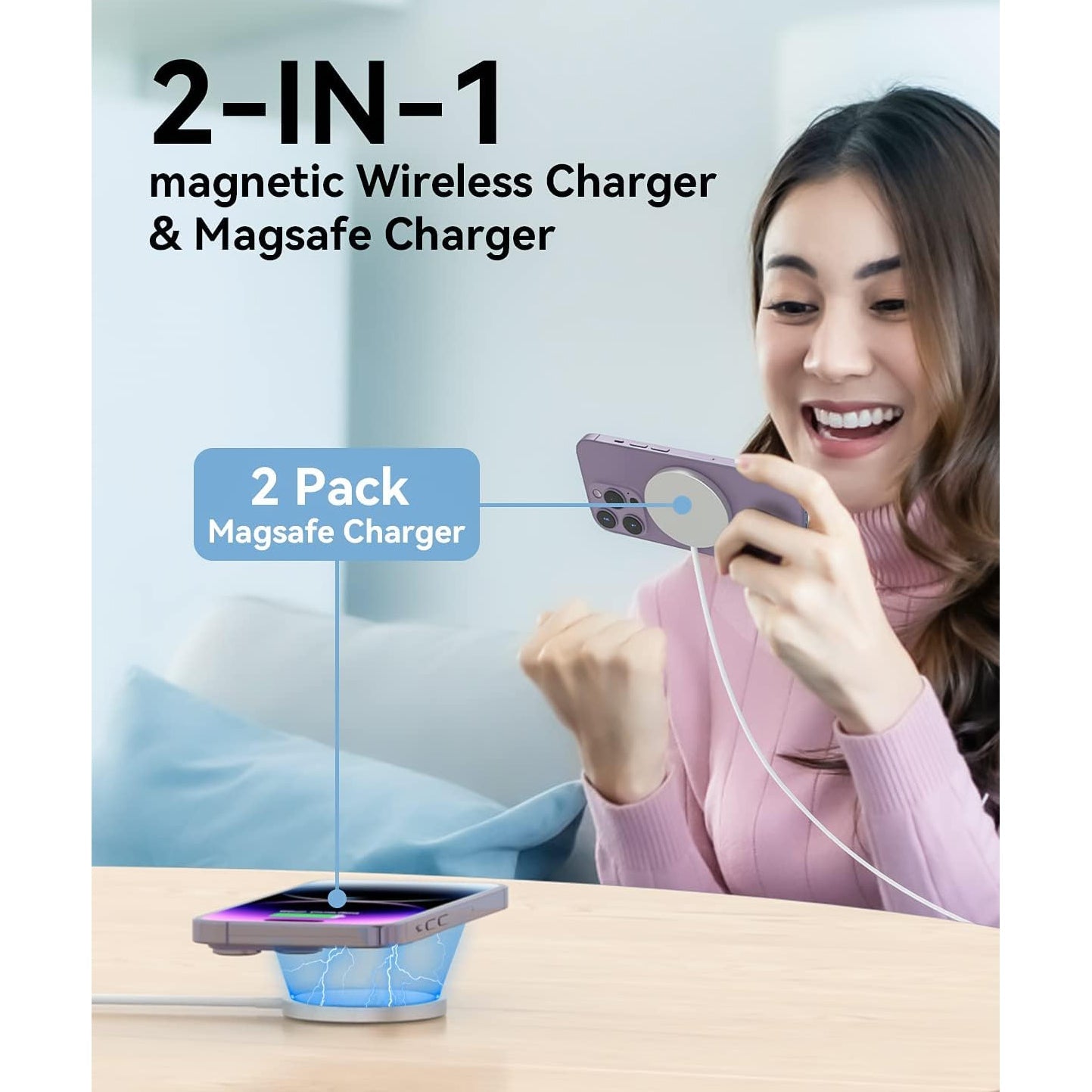 PhoneBits Wireless MagSafe Charger, Fast Magnetic Wireless Charger