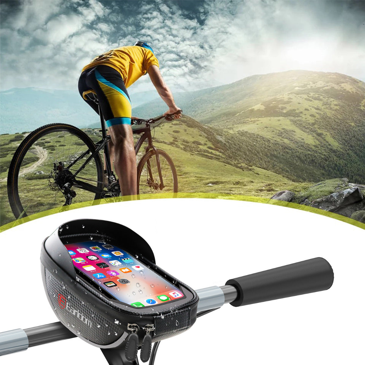 Earldom Waterproof Phone Mount for Bicycle, Bike Phone Holder with Bag