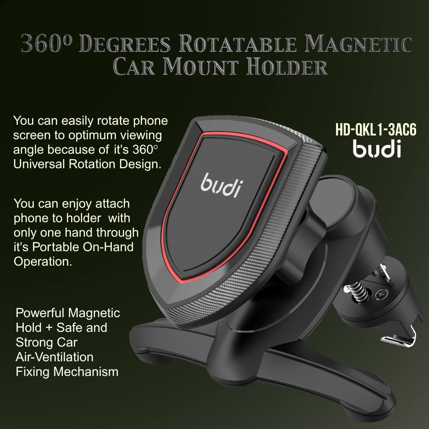 Budi Car Phone Holder, MagSafe Phone Holder, Adjustable Car Phone Mount Cradle