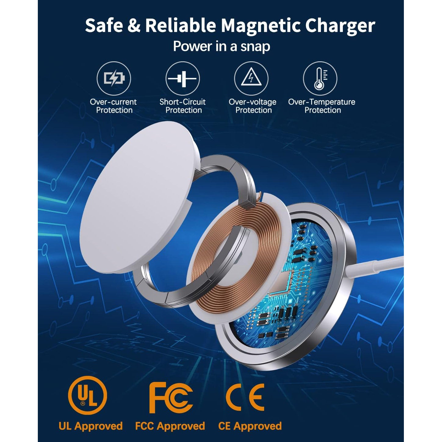 PhoneBits Wireless MagSafe Charger, Fast Magnetic Wireless Charger