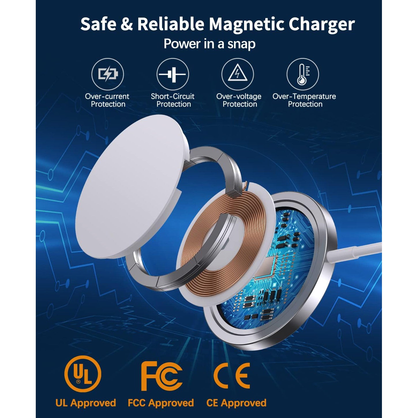 Wireless MagSafe Charger, Fast Magnetic Wireless Charger