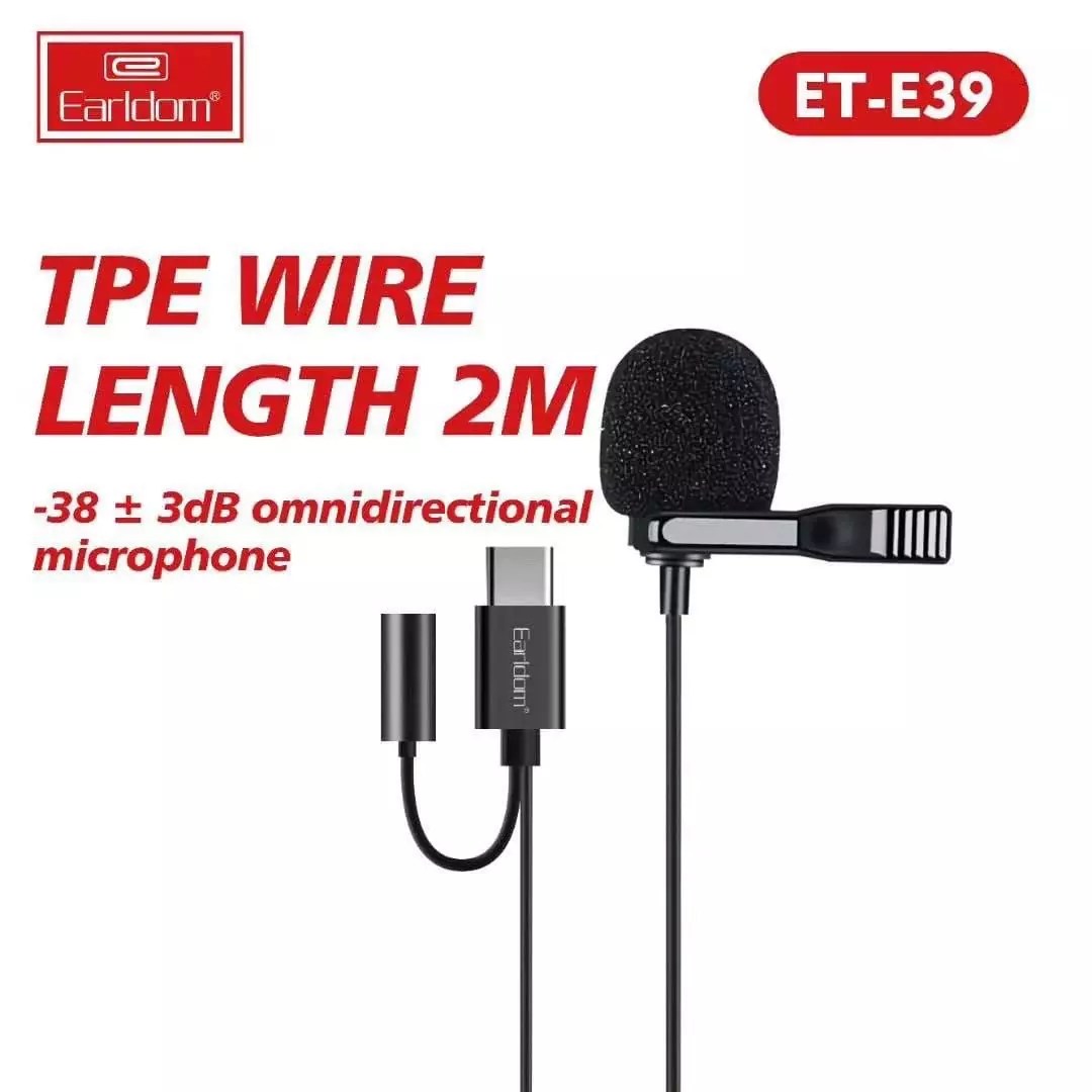 Earldom Mini Portable Microphone Type C, Wired Condenser Microphone, Conference Mini Microphone