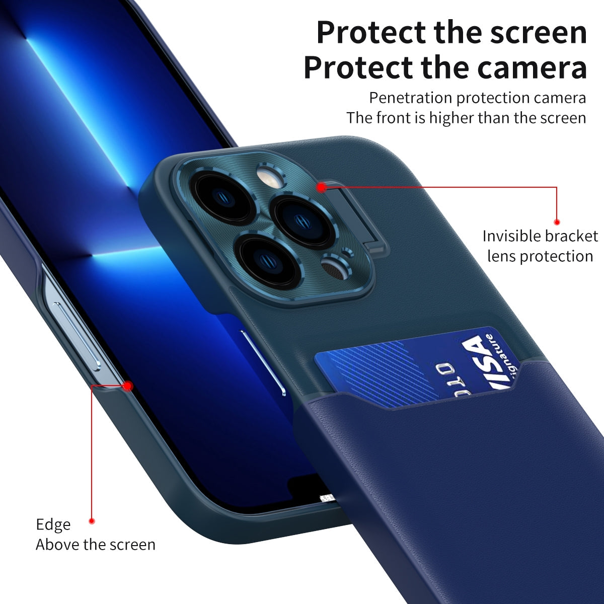 PhoneBits Ultra Protective Leather Wallet Case for iPhone with Card Holder & Kickstand Camera Lens Protector, Shockproof iPhone Case, Mobile Phone Wallet Back Case Cover Compatible with iPhone