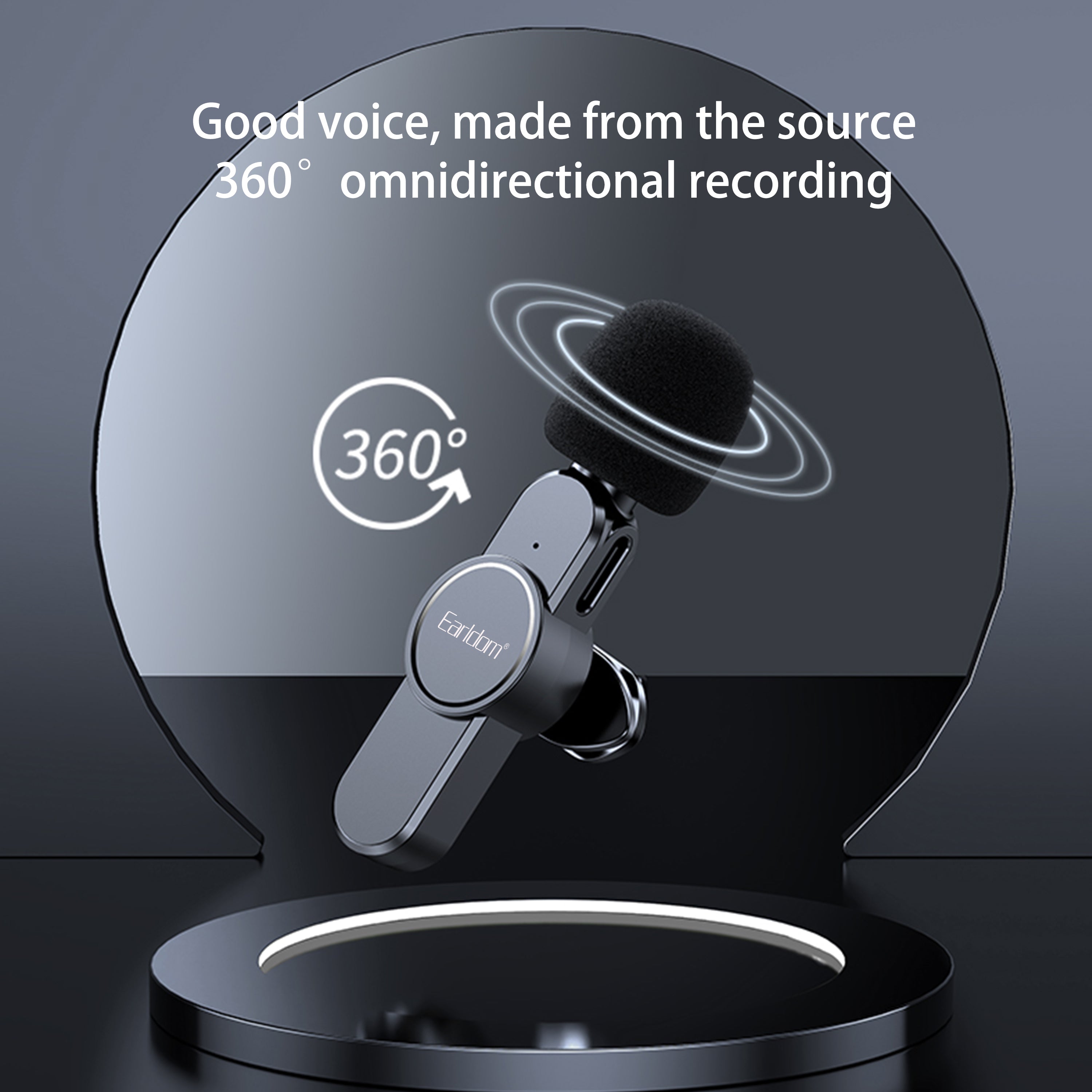 Earldom Mini Wireless Microphone, Wireless Lapel Microphone, Lapel Lavalier Bluetooth Microphone