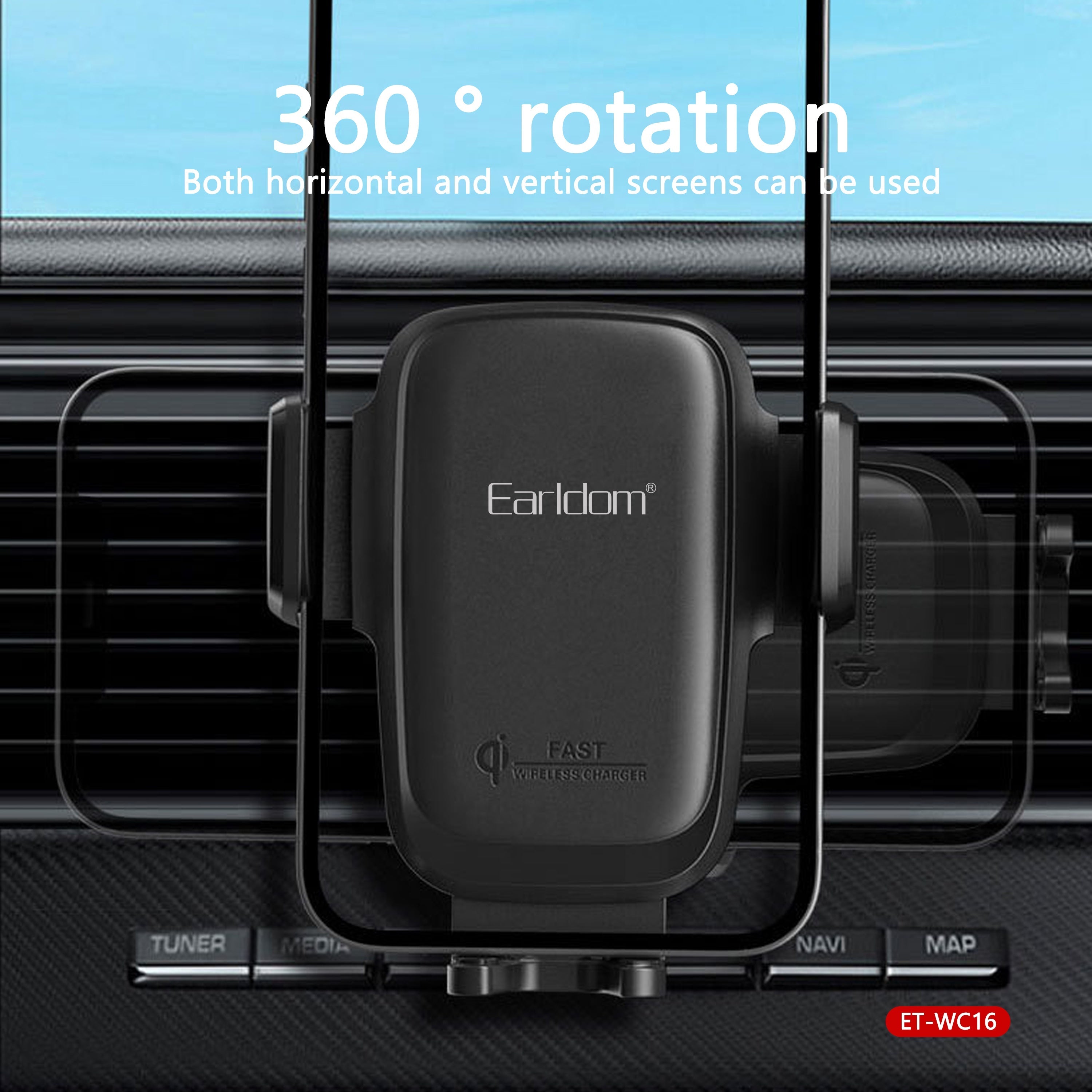 Earldom Wireless Charging Car Phone Holder, Car Dashboard Phone Holder