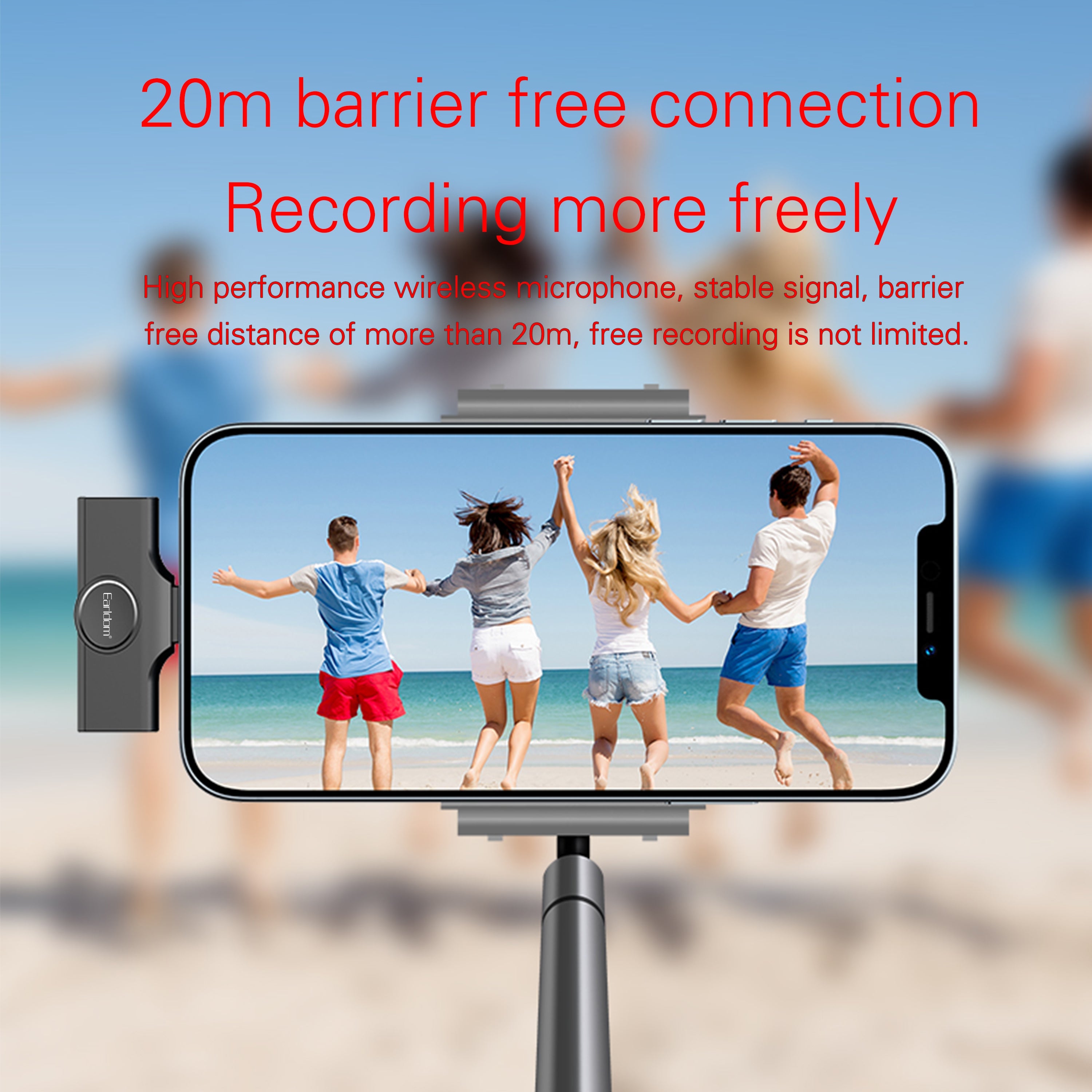 Earldom Mini Wireless Microphone, Wireless Lapel Microphone, Lapel Lavalier Bluetooth Microphone