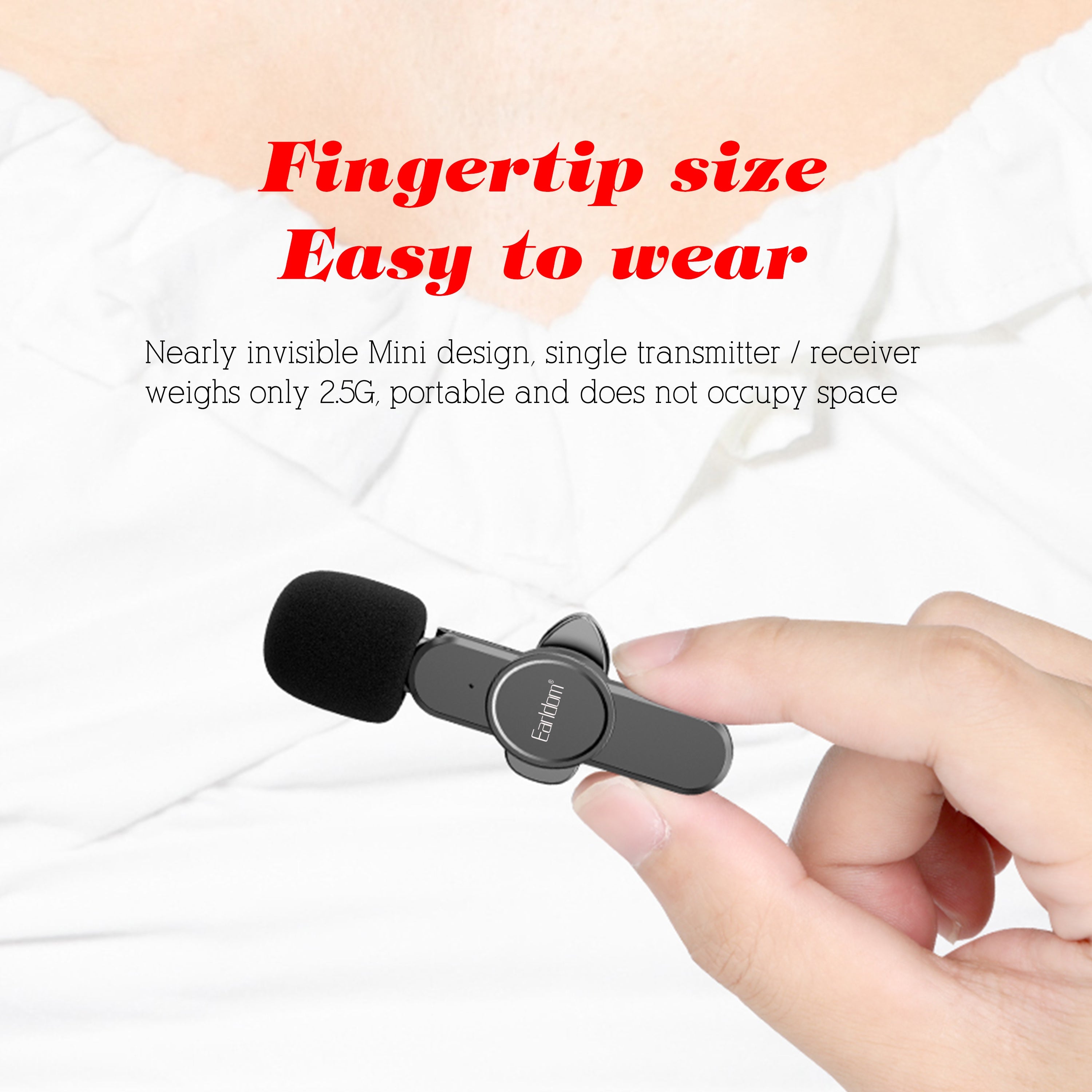 Mini Wireless Microphone, Wireless Lapel Microphone, Lapel Lavalier Bluetooth Microphone