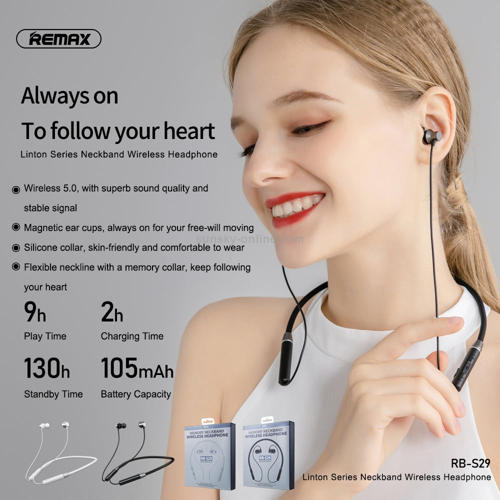 Remax Wireless Earphones, Neckband Wireless Bluetooth Earphones, Wireless Sports Earphones