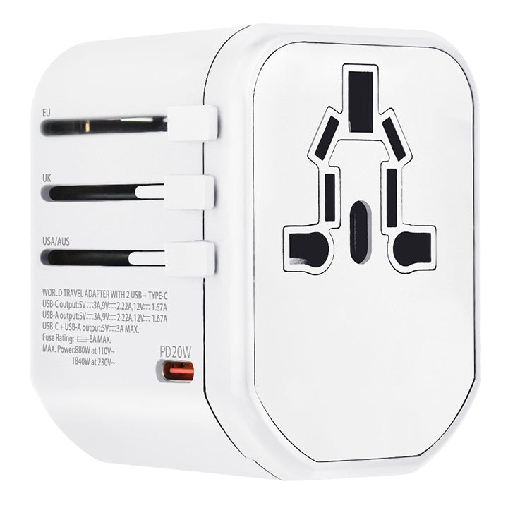 Universal Travel Adapter,   All in 1 Travel Adapter for US UK AUS USA UK, Multiport Travel Adapter