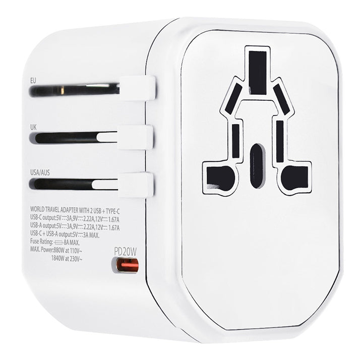 PhoneBits Universal Travel Adapter, All in 1 Travel Adapter for US UK AUS USA UK, Multiport Travel Adapter