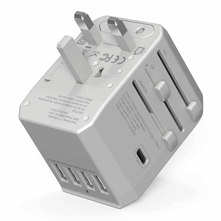 PhoneBits Universal Travel Adapter, All in 1 Travel Adapter for US UK AUS USA UK, Multiport Travel Adapter