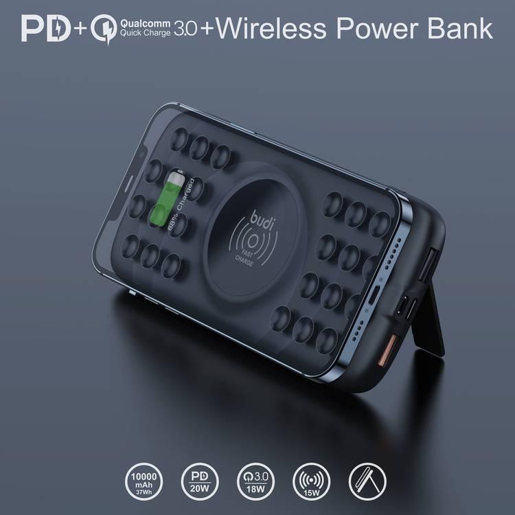 Budi Power Bank 10000mAh, Wireless Charging Pad with Power Bank