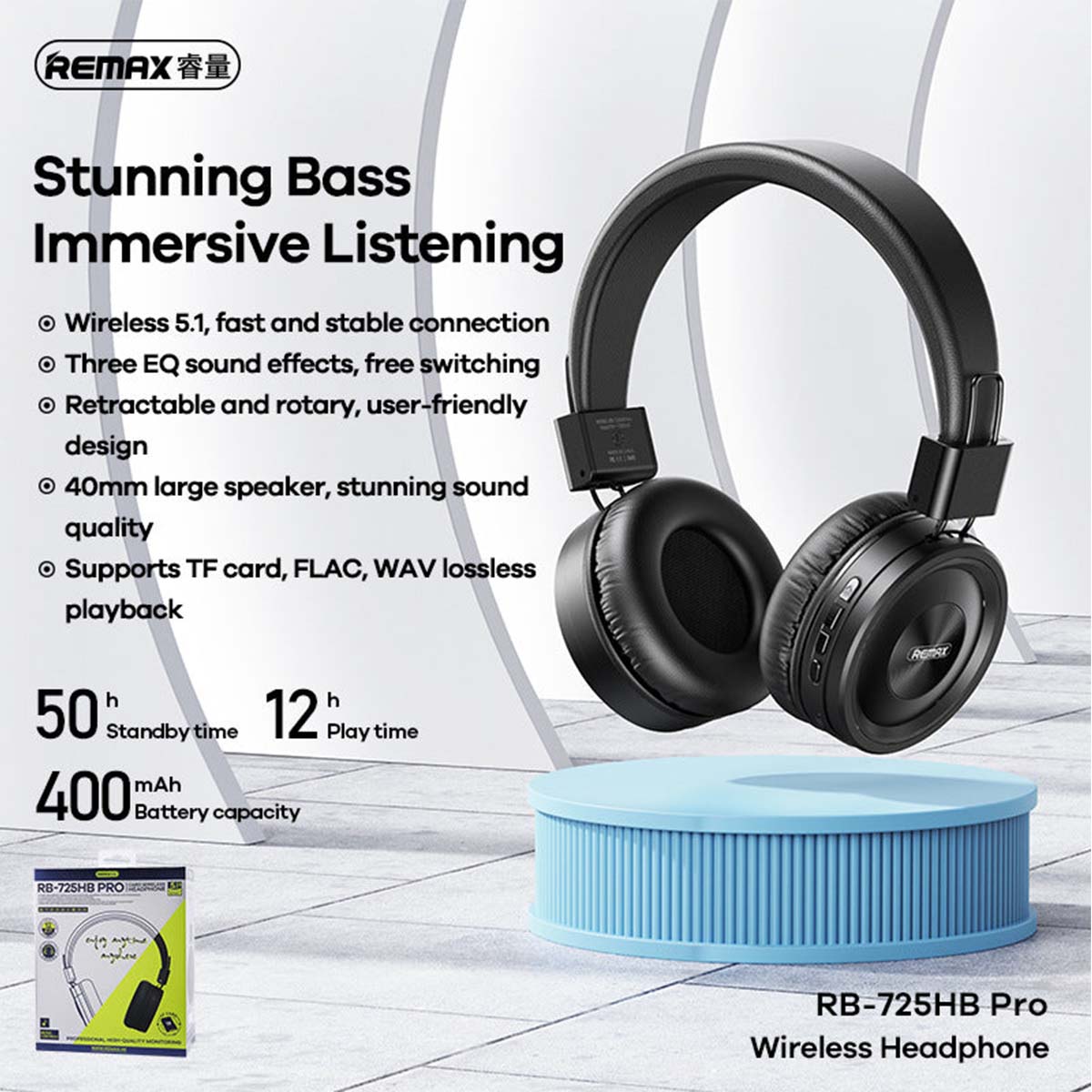 Wireless Headphone, AUX Supported Wireless Headset with TF Card