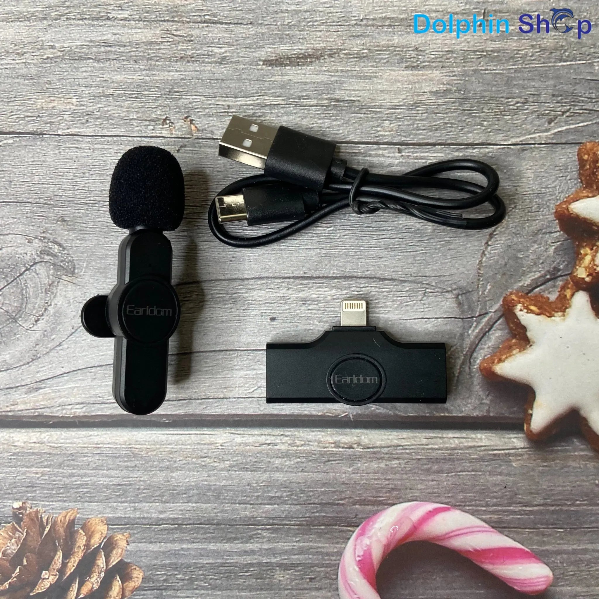 Earldom Mini Wireless Microphone, Wireless Lapel Microphone, Lapel Lavalier Bluetooth Microphone
