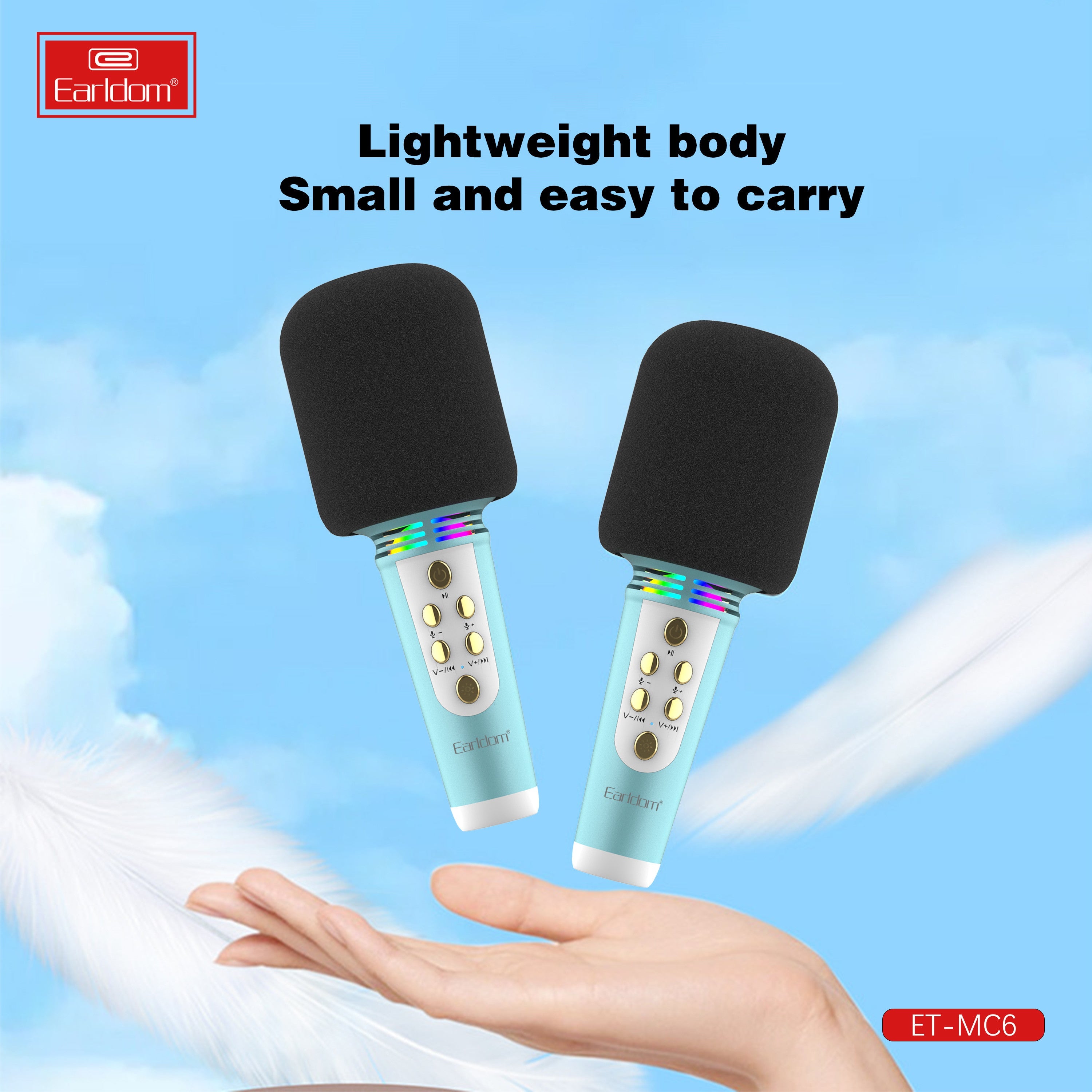 Earldom Bluetooth Singing Mic, Wireless Multi-functional Mic, Portable Handheld Mic