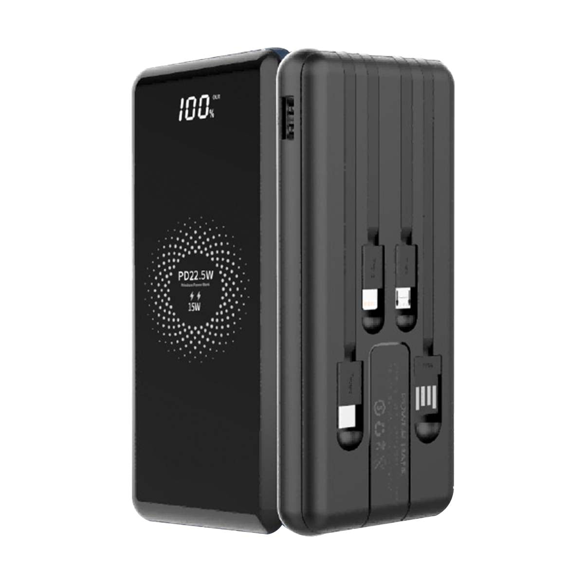 Multi Cable Power Bank, Airline Approved Power Bank, 10000mAh Power Bank with 4 Built in Cables