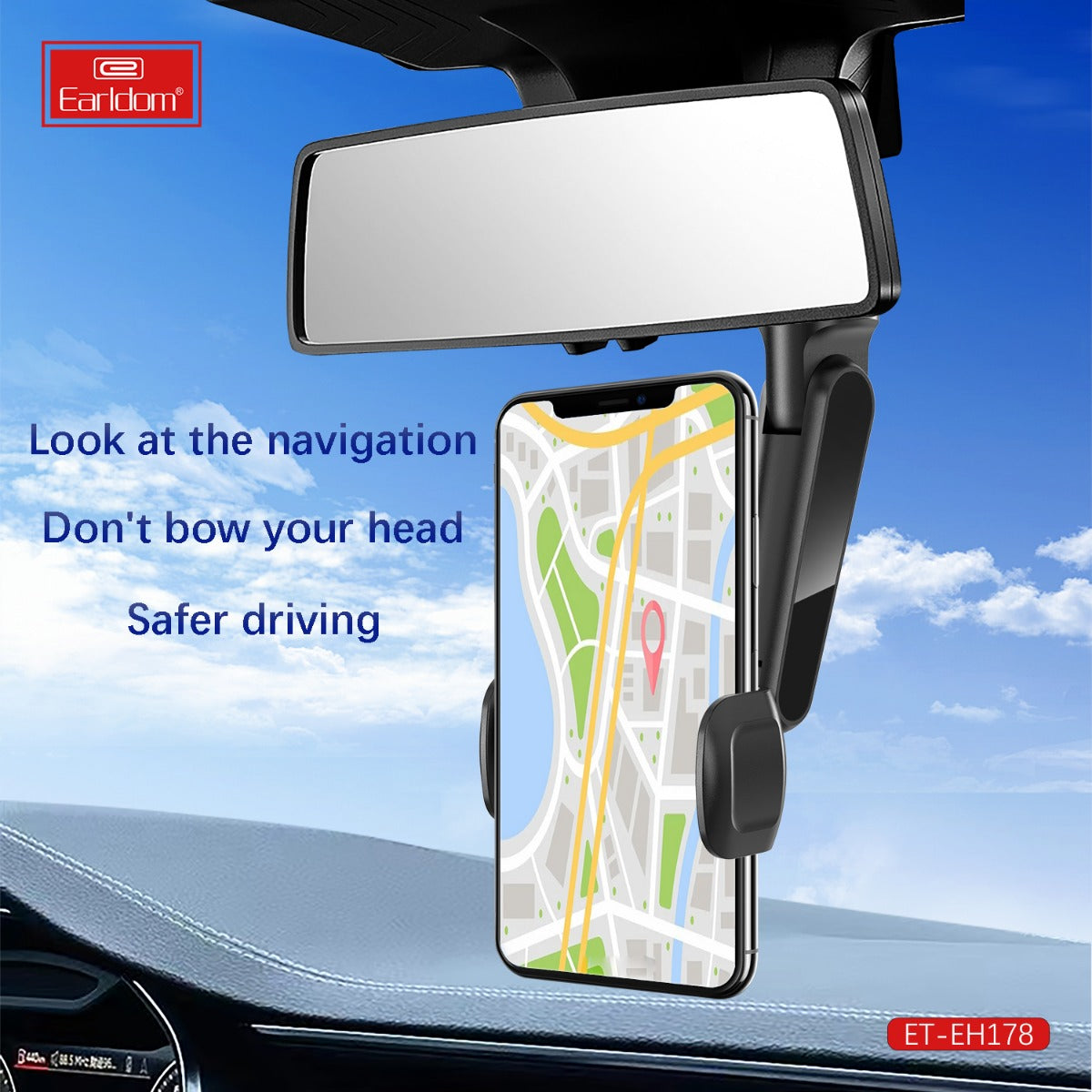 Earldom Car Rear View Mirror Phone Holder, Car Phone Holder Rear View Mirror Mount