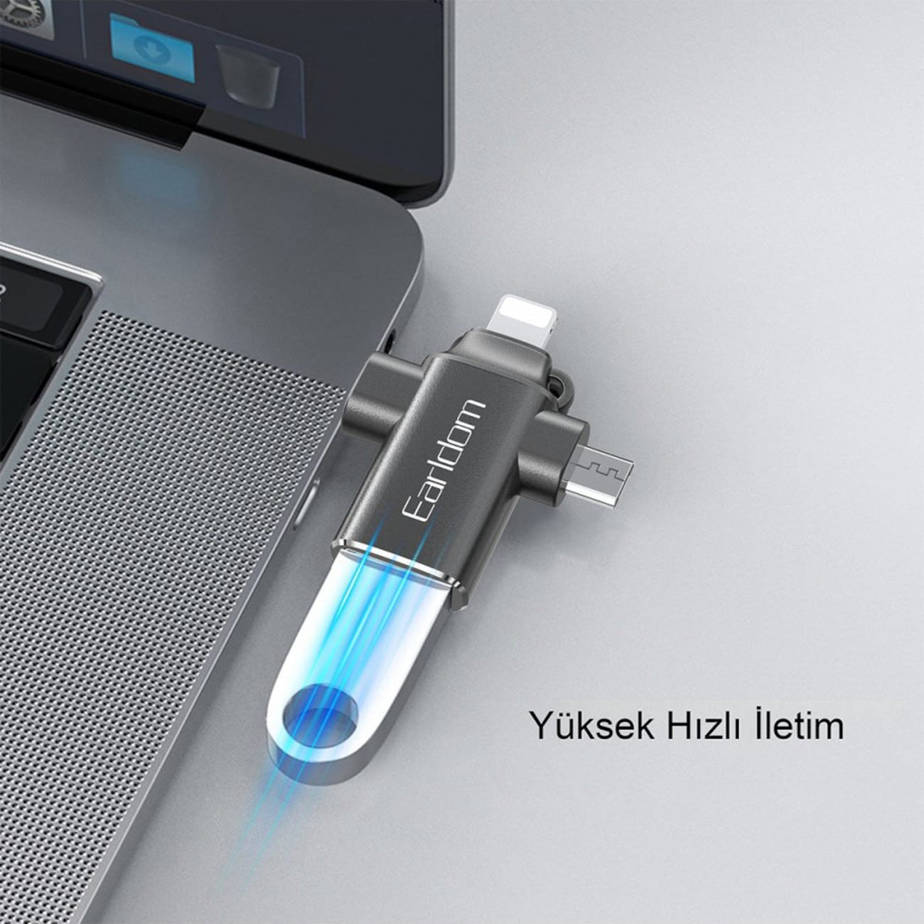 Earldom 3 in 1 Converter USB 3.0 OTG to Micro USB C Lightning, 3 in 1 OTG Adapterfor Data Transmission