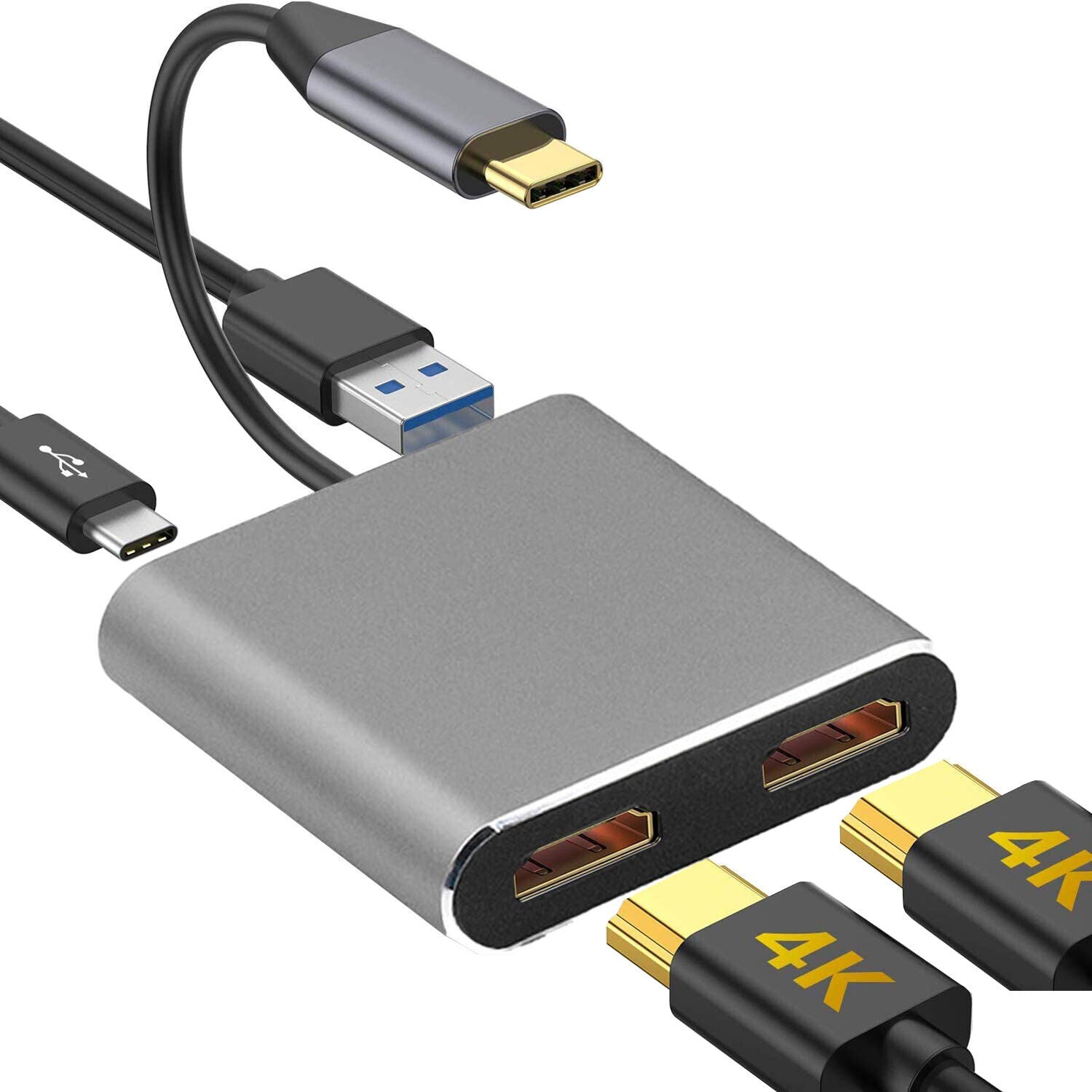Docking Station USB C to Dual HDMI Adapter, USB C Dual HDMI 4K Docking Station